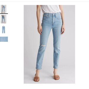 Madewell Womens The Perfect Vintage Ripped Knee Jeans Straight Leg Blue Size 24